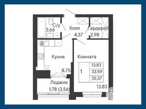 1-к квартира, вторичка, 35м2, 3/8 этаж