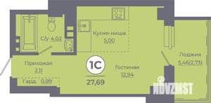 Студия квартира, вторичка, 27м2, 15/24 этаж