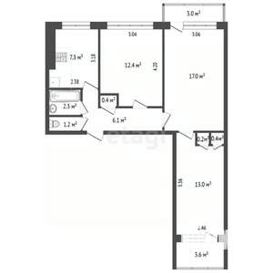 3-к квартира, вторичка, 60м2, 9/9 этаж