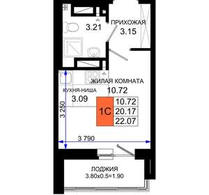 Студия квартира, вторичка, 22м2, 21/25 этаж
