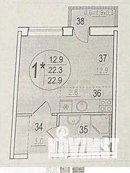 Студия квартира, вторичка, 23м2, 5/9 этаж