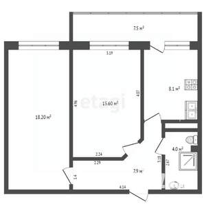 2-к квартира, вторичка, 48м2, 2/3 этаж