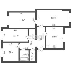 4-к квартира, вторичка, 82м2, 1/2 этаж