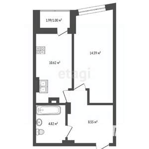 1-к квартира, вторичка, 42м2, 20/25 этаж