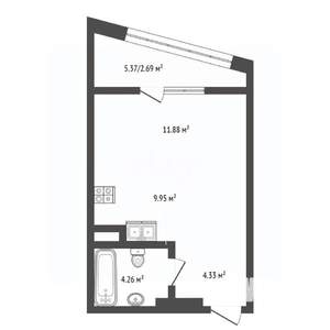 Студия квартира, вторичка, 33м2, 21/24 этаж