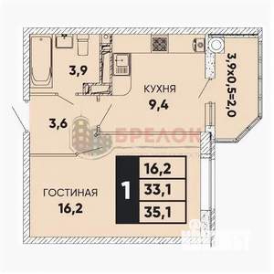 1-к квартира, вторичка, 35м2, 6/18 этаж