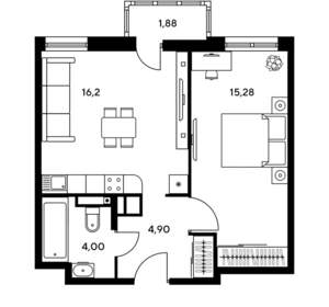 1-к квартира, вторичка, 37м2, 25/25 этаж