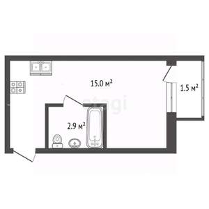 Студия квартира, вторичка, 19м2, 3/4 этаж