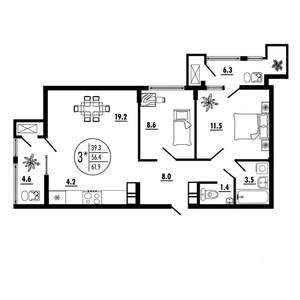 3-к квартира, вторичка, 62м2, 10/23 этаж