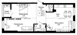 3-к квартира, строящийся дом, 83м2, 8/26 этаж