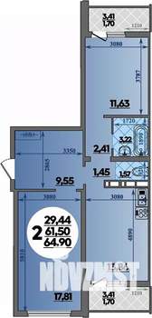 2-к квартира, вторичка, 65м2, 17/18 этаж