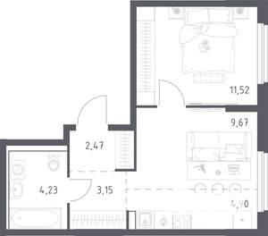 1-к квартира, вторичка, 36м2, 2/17 этаж
