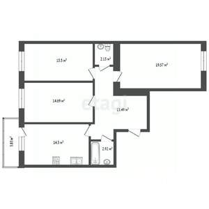 3-к квартира, вторичка, 80м2, 9/11 этаж