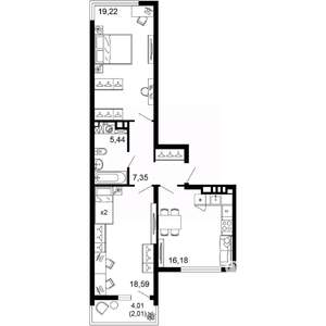 2-к квартира, вторичка, 69м2, 8/10 этаж