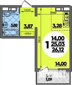 Студия квартира, строящийся дом, 26м2, 1/18 этаж