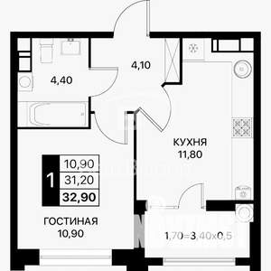 1-к квартира, вторичка, 32м2, 6/20 этаж