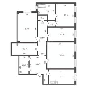 4-к квартира, вторичка, 170м2, 3/3 этаж