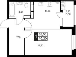 1-к квартира, вторичка, 40м2, 17/20 этаж