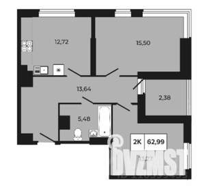 2-к квартира, вторичка, 63м2, 7/21 этаж