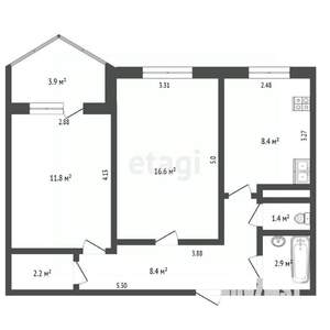 2-к квартира, вторичка, 51м2, 6/9 этаж
