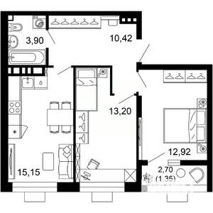 2-к квартира, вторичка, 57м2, 10/10 этаж