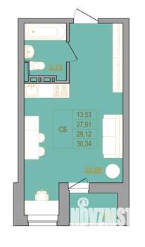 1-к квартира, вторичка, 31м2, 2/22 этаж
