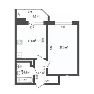 1-к квартира, вторичка, 51м2, 10/23 этаж