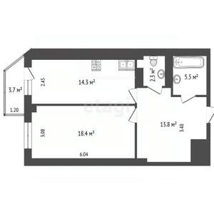 2-к квартира, вторичка, 56м2, 16/16 этаж