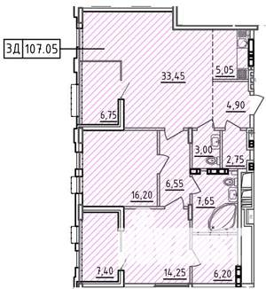 3-к квартира, вторичка, 107м2, 6/10 этаж