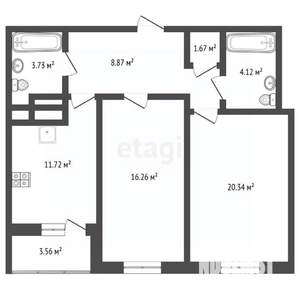 2-к квартира, вторичка, 70м2, 13/21 этаж