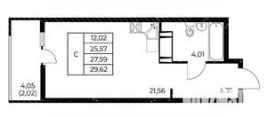 Студия квартира, вторичка, 30м2, 8/25 этаж