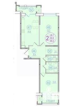 2-к квартира, вторичка, 65м2, 2/23 этаж