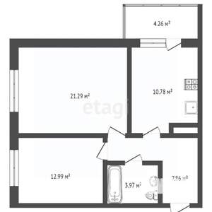 2-к квартира, вторичка, 57м2, 1/20 этаж