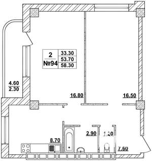2-к квартира, вторичка, 57м2, 11/19 этаж