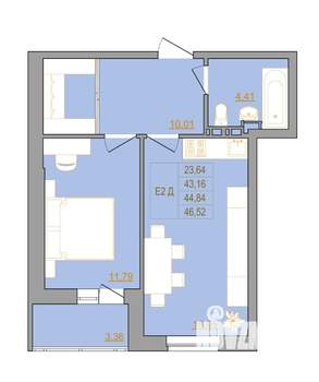 2-к квартира, вторичка, 47м2, 2/22 этаж