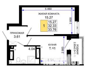 1-к квартира, вторичка, 34м2, 2/25 этаж