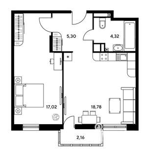 2-к квартира, вторичка, 47м2, 7/25 этаж