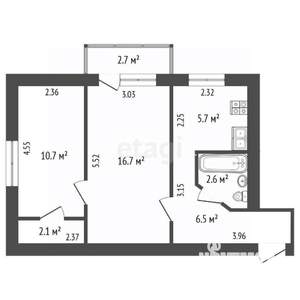 2-к квартира, вторичка, 44м2, 5/5 этаж