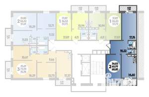 2-к квартира, вторичка, 69м2, 1/21 этаж