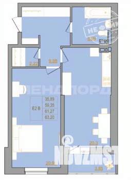 2-к квартира, вторичка, 64м2, 4/22 этаж