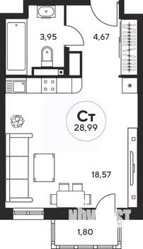 Студия квартира, вторичка, 29м2, 16/25 этаж