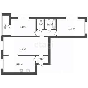 3-к квартира, вторичка, 58м2, 5/6 этаж