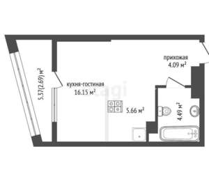 Студия квартира, вторичка, 33м2, 9/25 этаж
