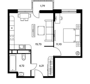 2-к квартира, вторичка, 39м2, 10/25 этаж