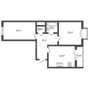 2-к квартира, вторичка, 57м2, 7/11 этаж