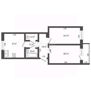 2-к квартира, вторичка, 58м2, 5/5 этаж