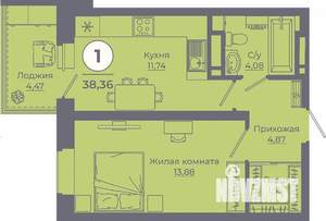 1-к квартира, вторичка, 38м2, 23/24 этаж