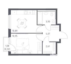 1-к квартира, вторичка, 33м2, 4/17 этаж