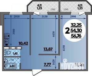2-к квартира, вторичка, 57м2, 14/17 этаж