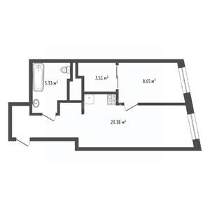 1-к квартира, вторичка, 40м2, 20/25 этаж